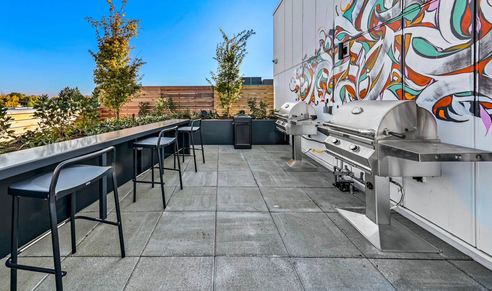 outdoor bbqs and seating theory apartments seattle